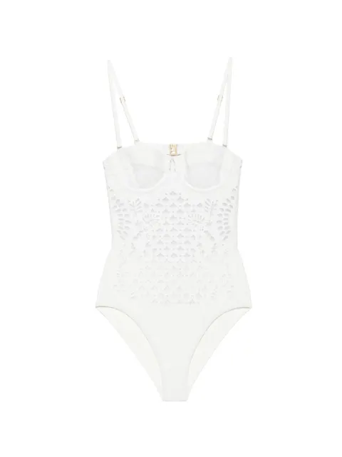 ZIMMERMANN Indra embroidered swimsuit White 8056WSS262