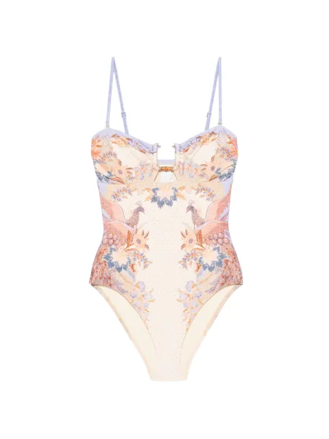 ZIMMERMANN Indra bamboo-trim swimsuit Neutrals 9076WSS262