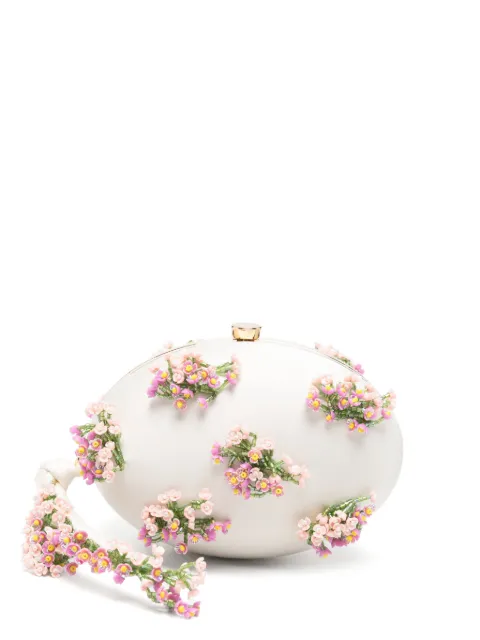 Self-Portrait flower-embellishment clutch bag White PF26322C