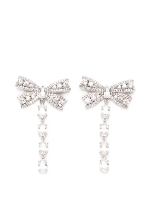 Self-Portrait crystal-bow drop earrings Silver PF26602E