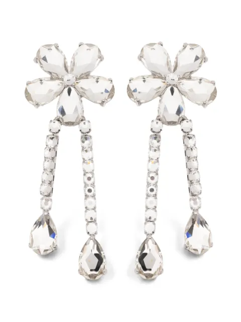 Self-Portrait crystal-flower droplet earrings Silver PF26638EASL