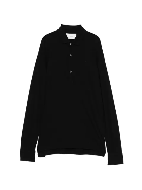 Setchu logo-embroidered long-sleeve polo shirt Brown U251T016C025
