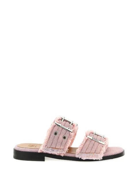 GANNI buckle-fastening fringed-trim sandals Pink B1020051