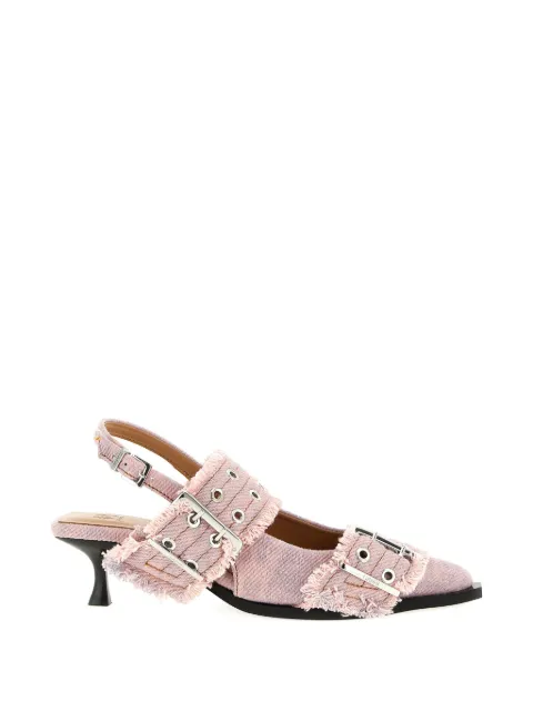 GANNI 50mm buckle fringed pumps Pink B1020062