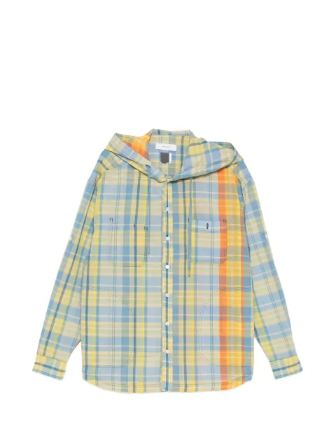 Facetasm checked hooded shirt Yellow NATSHM03
