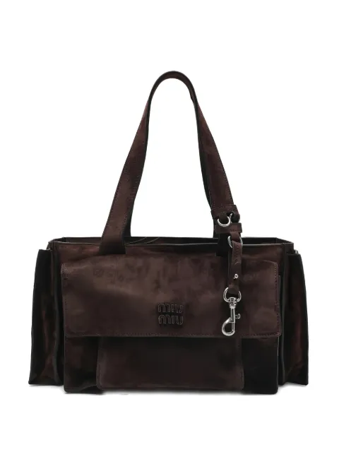 Miu Miu Utilitaire suede tote bag Brown 5BG335VPOO2CSS