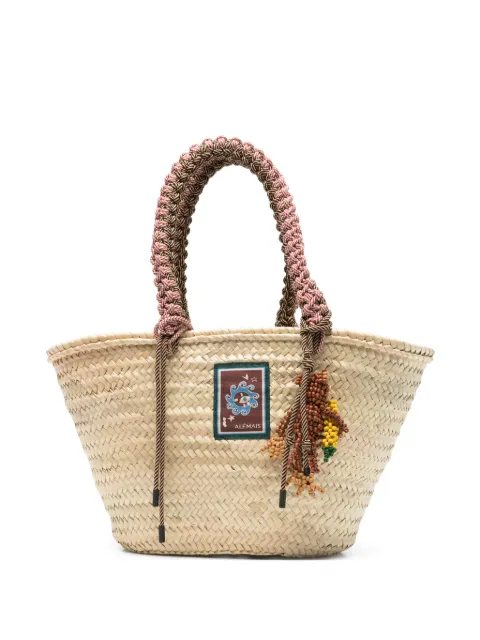 ALEMAIS maxi macrame basket tote bag Neutrals 6565A