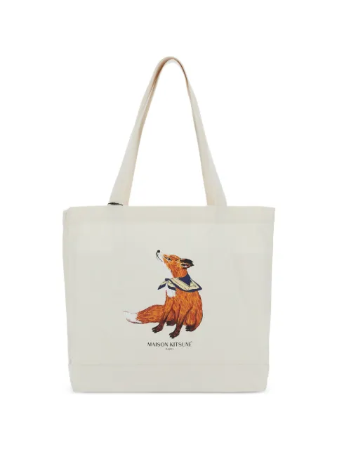 Maison Kitsuné Fox-print tote bag White QU05130WW9042