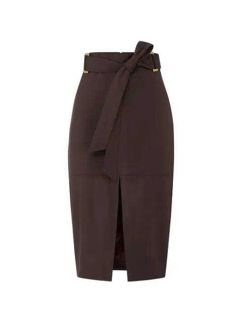 Elisabetta Franchi gabardine skirt with sash belt Purple GO17361E2