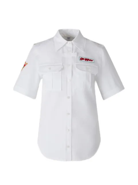 Off-White logo-patch shirt White 2GG00AS26FAB001100COTTON