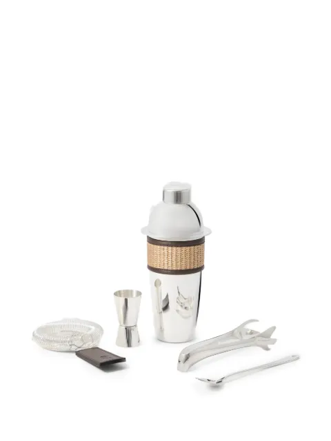 Brunello Cucinelli silver-plated steel and techno raffia cocktail set Silver MLL939PNT4CSS87