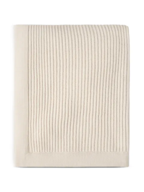 Brunello Cucinelli cashmere half English rib knit throw Neutrals ML1205504C9736