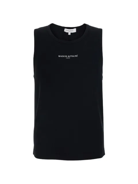 Maison Kitsuné logo sleeveless top Black QM00600KA0033