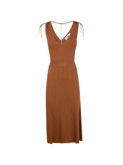 Elisabetta Franchi dress in openwork knit fabric with jewel detail Brown AM18S61E2