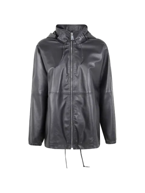 Liviana Conti Jerome hooded leather jacket Black F6SX37