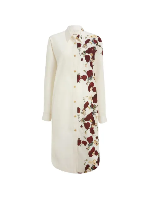 KHAITE Gloria floral-print shirt dress Neutrals 55803851
