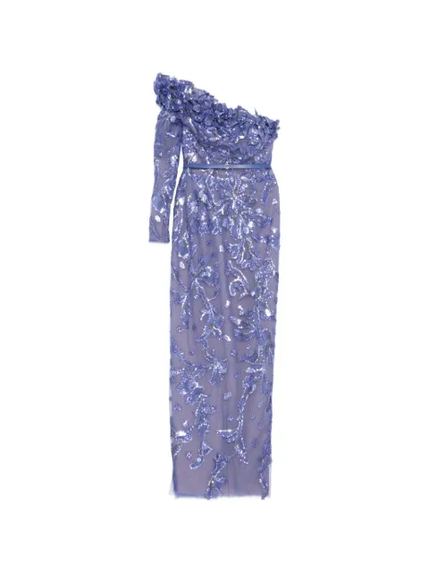 Saiid Kobeisy one-shoulder embroidered tulle dress Blue RTWFW2549