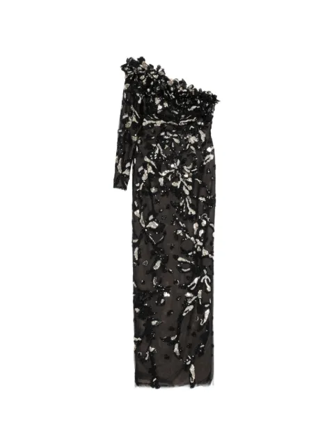 Saiid Kobeisy one-shoulder embroidered tulle dress Black RTWFW2549
