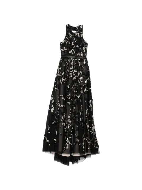 Saiid Kobeisy embroidered tulle long dress Black RTWFW2552