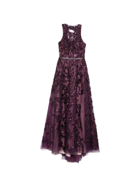 Saiid Kobeisy embroidered tulle long dress Purple RTWFW2552