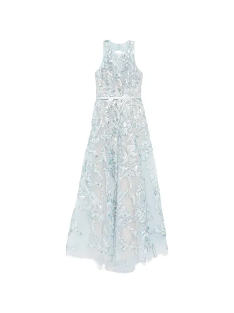 Saiid Kobeisy embroidered tulle long dress Blue RTWFW2552