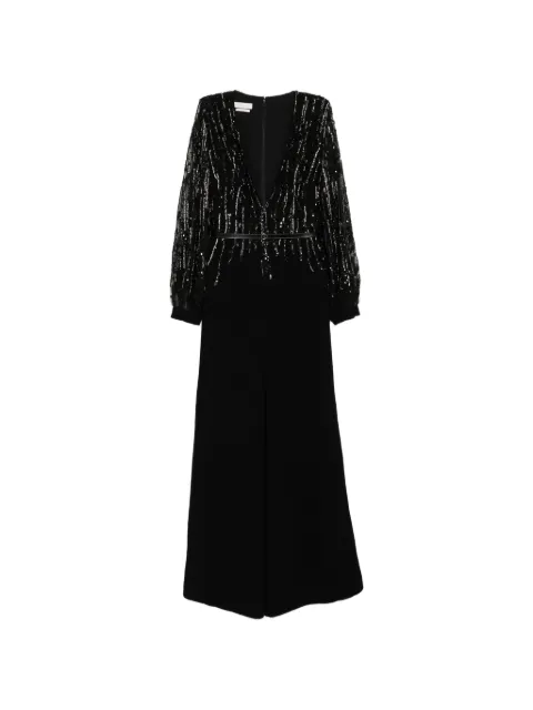Saiid Kobeisy crepe beaded jumpsuit Black RTWFW2527