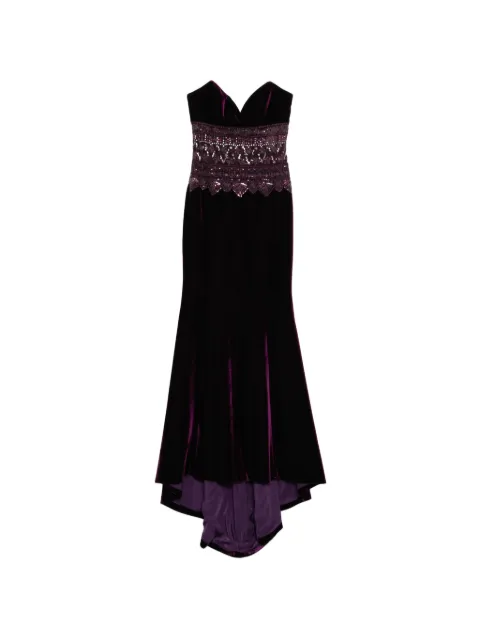 Saiid Kobeisy strapless dress with embroidered detailing Purple RTWFW2539