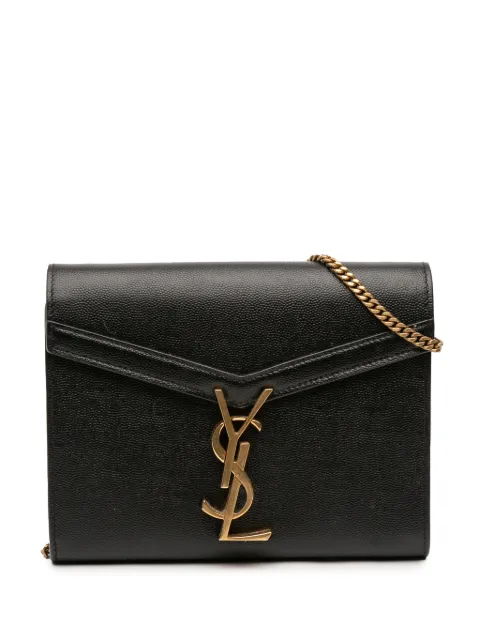 Saint Laurent Pre-Owned 2013-2025 Grain De Poudre Monogram Cassandra Chain Wallet crossbody bag Black OLAJIBG0QL8VX3T7