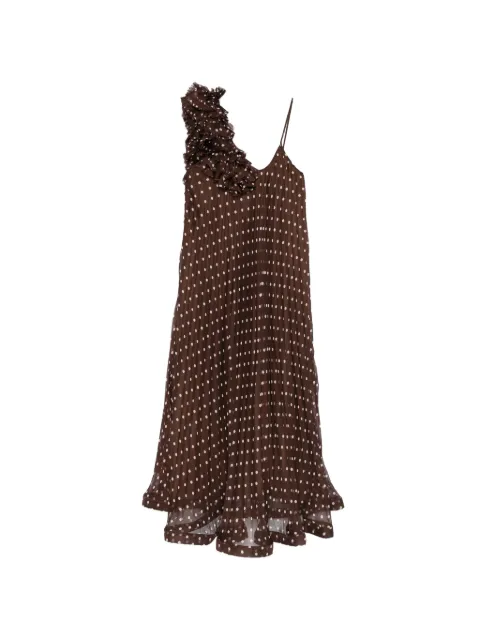 P.A.R.O.S.H. ruffled polka-dot midi dress Brown PALLINAD726181