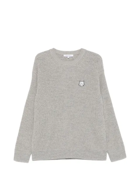 Maison Kitsuné ribbed logo-patch sweater Grey QM00806KT1189