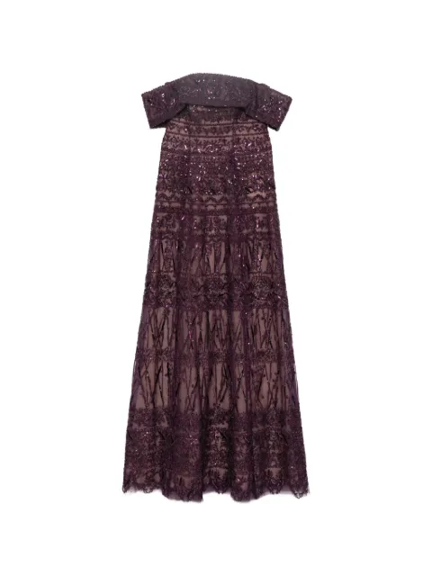 Saiid Kobeisy Beaded tulle dress Purple RTWFW2537