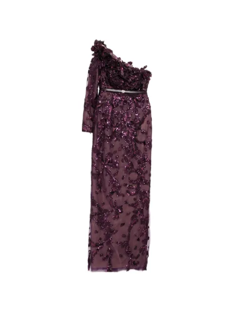 Saiid Kobeisy one-shoulder embroidered tulle dress Purple RTWFW2549
