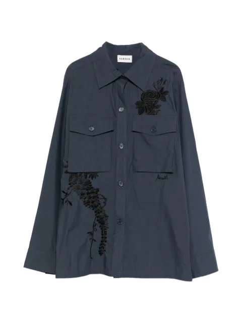 P.A.R.O.S.H. Ninja embroidered chest-pocket shirt Blue NINJA26D380652R