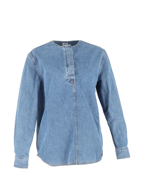 TOTEME collarless denim blouse Blue NAPPUGBCL651469W