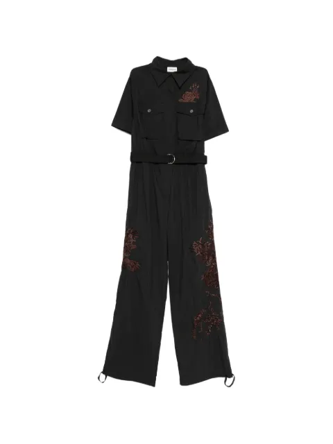 P.A.R.O.S.H. flower-embroidered belted jumpsuit Black NINJA26D790745R
