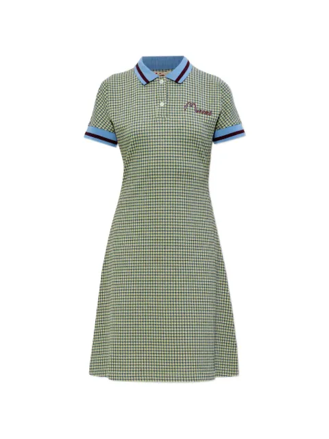 Marni check polo-collar mini dress Green ABJE1520S0UTVA63