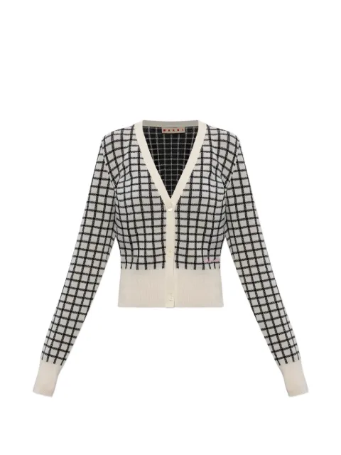 Marni checked V-neck cardigan Neutrals CDMD0433Q0UFZ633