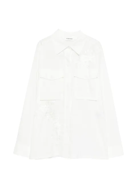 P.A.R.O.S.H. Ninja embroidery chest-pocket shirt White NINJA26D380652R