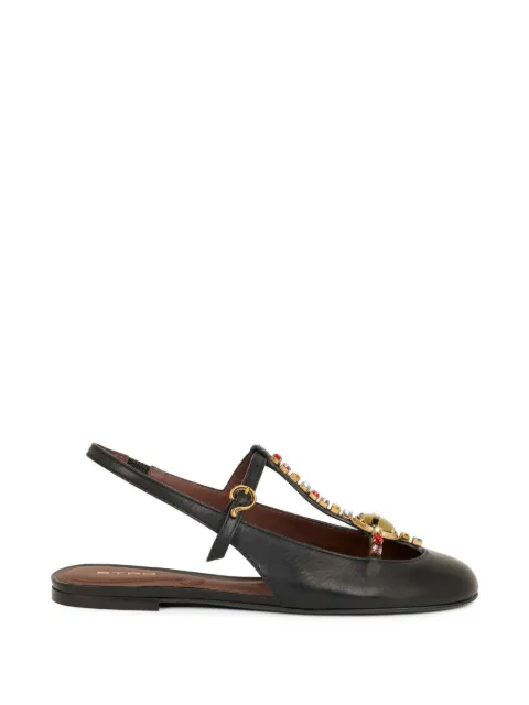 ETRO rhinestones slingback leather sandals Black WS4O0005AP459