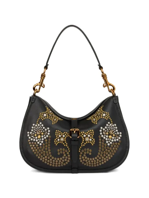 ETRO medium leather Pony bag with paisley studs Black WP1C0019AB020
