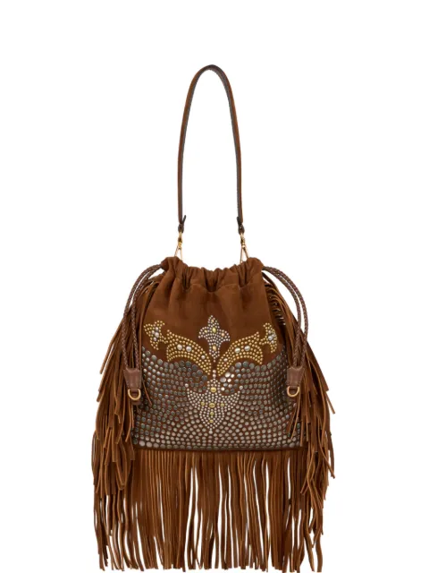 ETRO medium suede Kalispera bag with studs and fringes Brown WP1B0024AB021