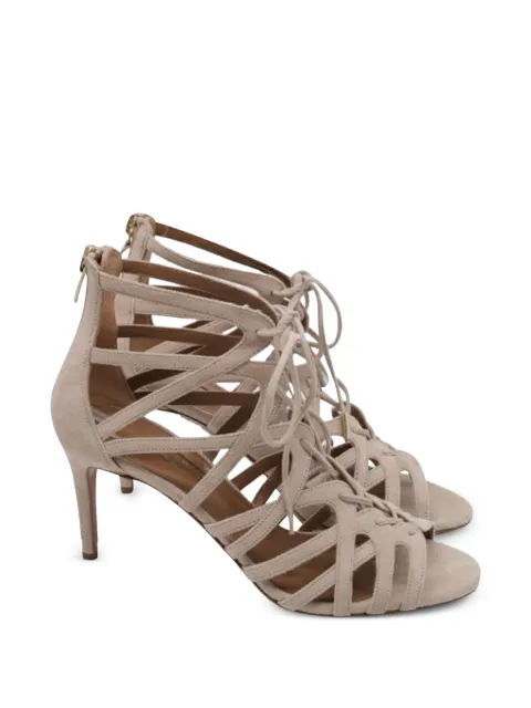 Aquazzura lace-up suede sandal heels Neutrals NAPPUUSSH653137W