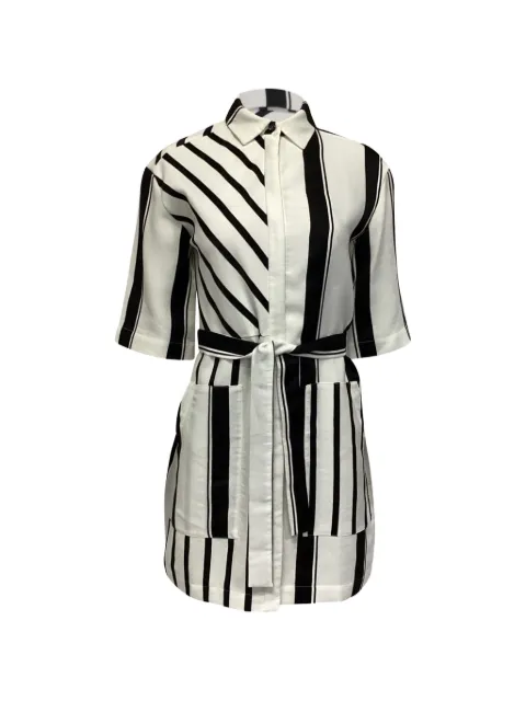 Maje striped belted shirt dress White NAPPUUSCL653168W