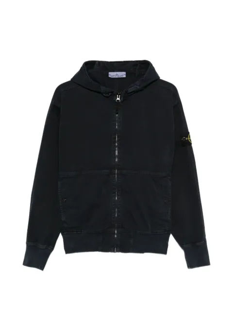 Stone Island 6100068 organic panama cotton 'old' effect hooded jacket Black L1S156100068S0184