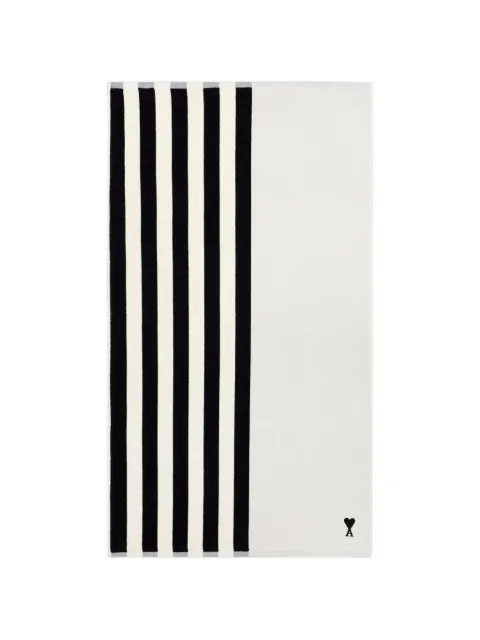 AMI Paris Ami de Coeur striped beach towel White UTW003AK0015