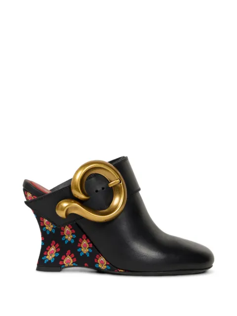 ETRO leather mules with wedge and Paisley buckle Black WS4M0016AP461