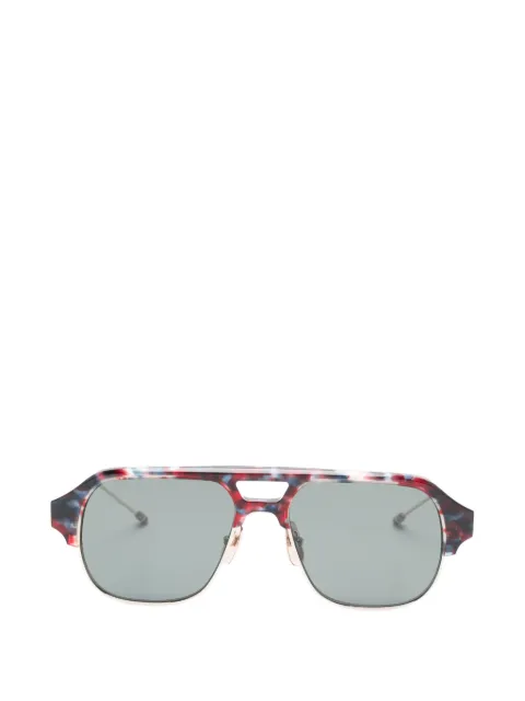 Thom Browne Eyewear patterned pilot-frame sunglasses Silver UES954A