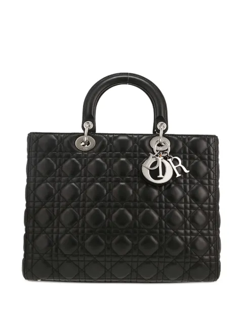 Christian Dior Pre-Owned Lady Dior leather double-handle tote bag Black 414874