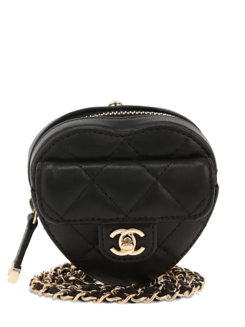 CHANEL Pre-Owned 2021 mini Heart quilted shoulder bag Black 411128