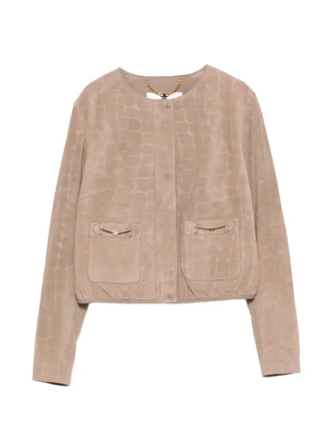Elisabetta Franchi jacket in suede fabric with alligator print Neutrals GD58G61E2